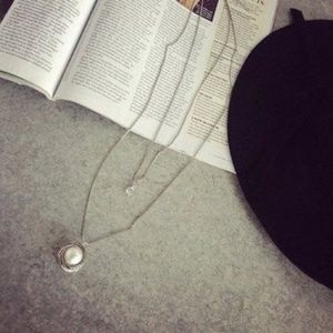 Pearly Charm Silver Cutie Style Necklace